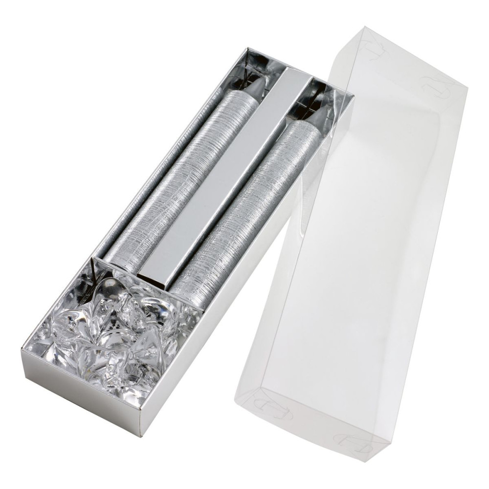 ALEXIA - Two glitter candles with glass holder
