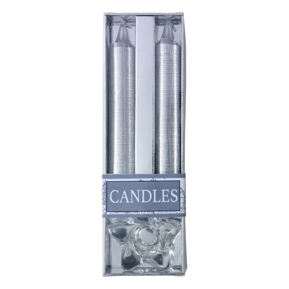ALEXIA - Two glitter candles with glass holder