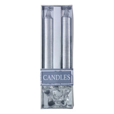ALEXIA - Two glitter candles with glass holder