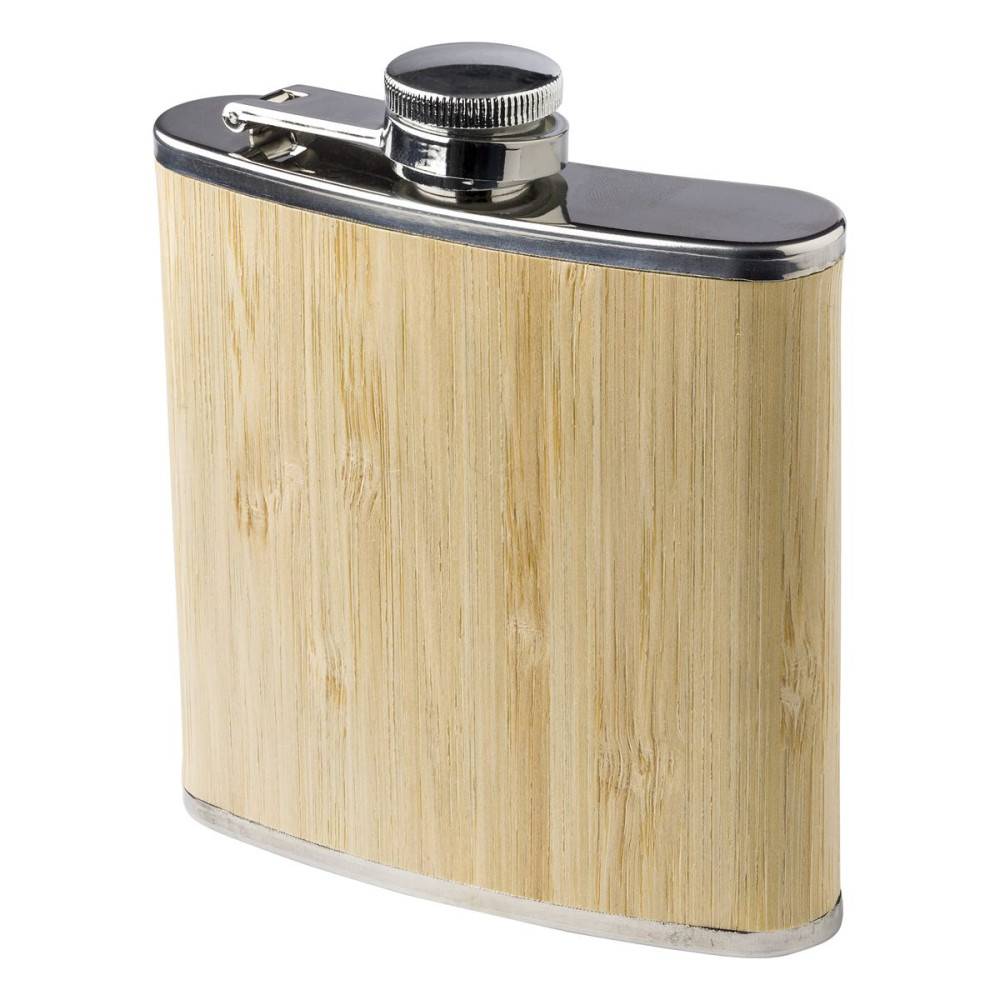 HAYDEN - Stainless steel and bamboo hip flask