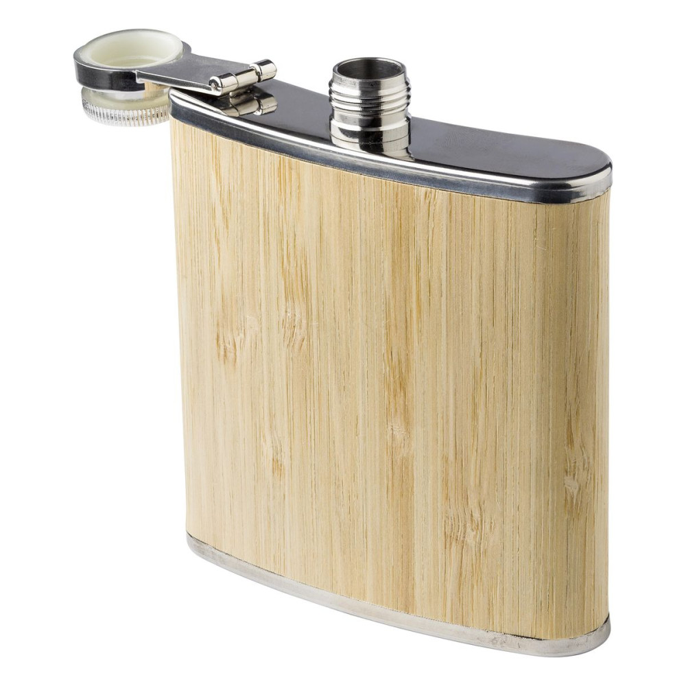 HAYDEN - Stainless steel and bamboo hip flask
