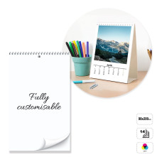 VIENNA - 14-sheet desk calendar with spiral, 98x200 mm