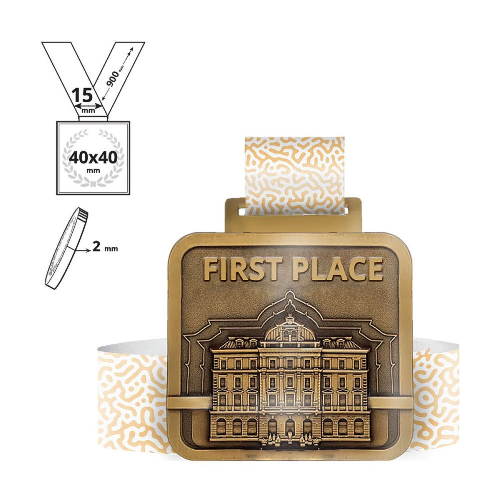 LAGAT - zinc alloy medal 2mm, 40x40 mm