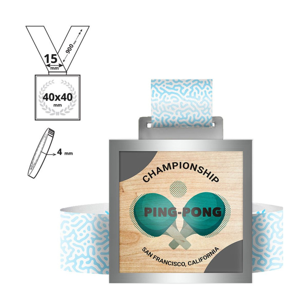 OKAYAMA - steel and plywood medal 4mm, 40x40 mm