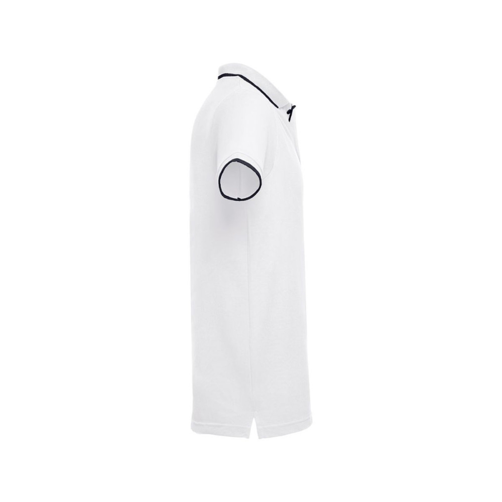 THC ROME WH - Men's Polo Shirt with contrast colour trim and buttons. White