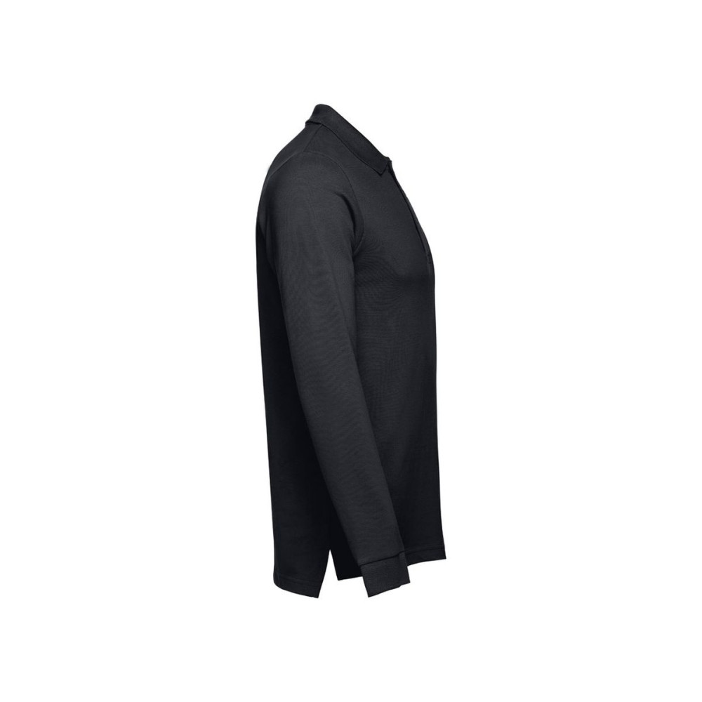 THC BERN - Men's long-sleeved 100% cotton piqué polo shirt with removable label