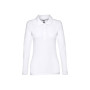 THC BERN WOMEN WH - Women's long-sleeved polo shirt in cotton piqué and viscose with removable label THC BERN WOMEN WH - Women's long-sleeved polo shirt in cotton piqué and viscose with removable label