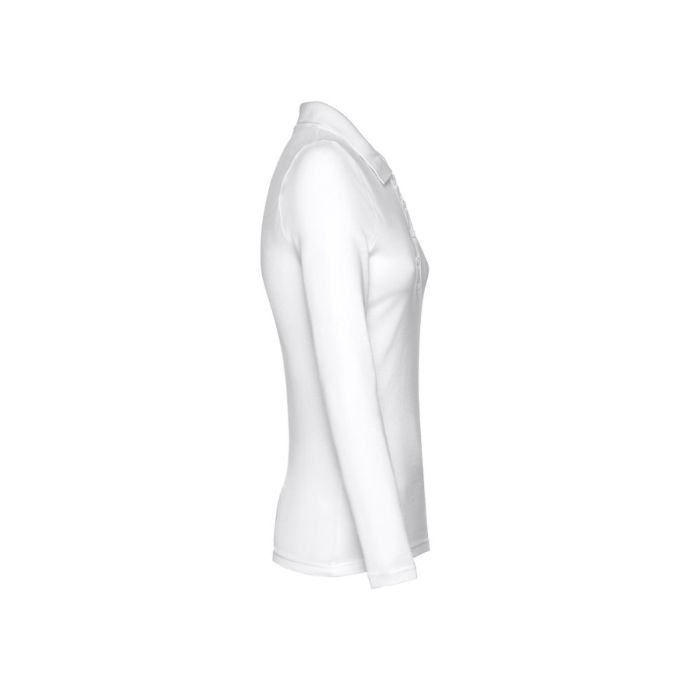 THC BERN WOMEN WH - Women's long-sleeved polo shirt in cotton piqué and viscose with removable label