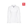 THC BERN WOMEN WH - Women's long-sleeved polo shirt in cotton piqué and viscose with removable label THC BERN WOMEN WH - Women's long-sleeved polo shirt in cotton piqué and viscose with removable label
