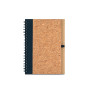 VICENTE - B6 notebook in cork and recycled polyester (100% rPET) with ballpoint pen