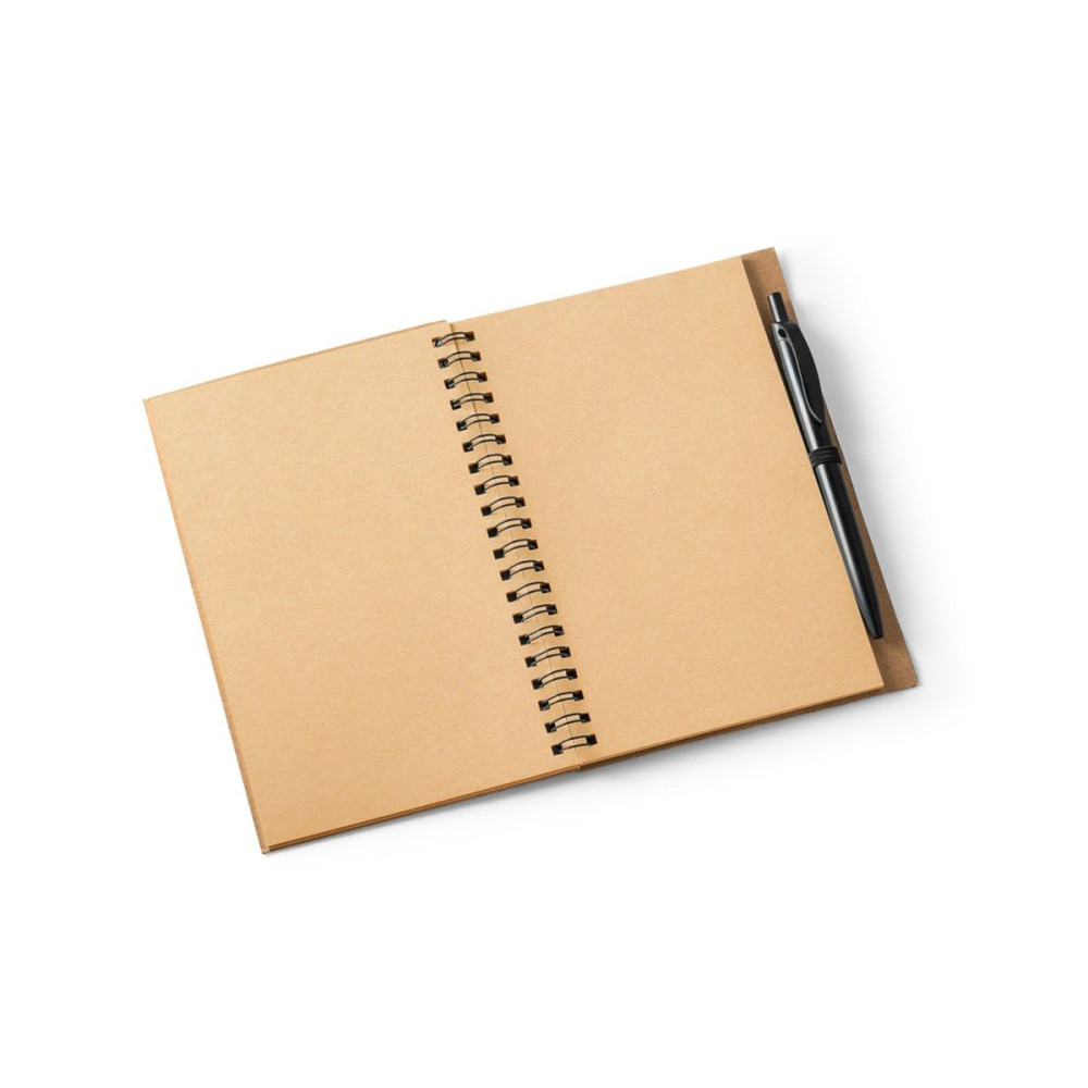 VICENTE - B6 notebook in cork and recycled polyester (100% rPET) with ballpoint pen