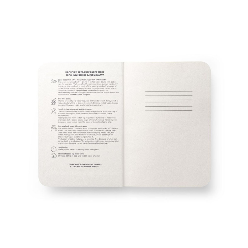 COFFEEPAD SEMI-RIGID - A5 notepad with semi-rigid cover made from coffee husk waste (65%)
