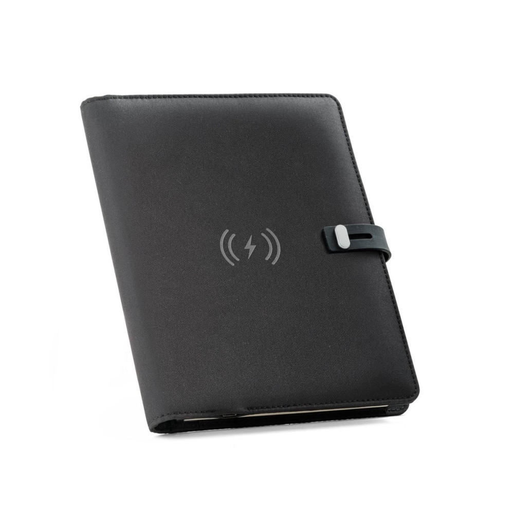 EMERGE A5 FOLDER - A5 folder in 300D recycled polyester (100% rPET) with wireless charger