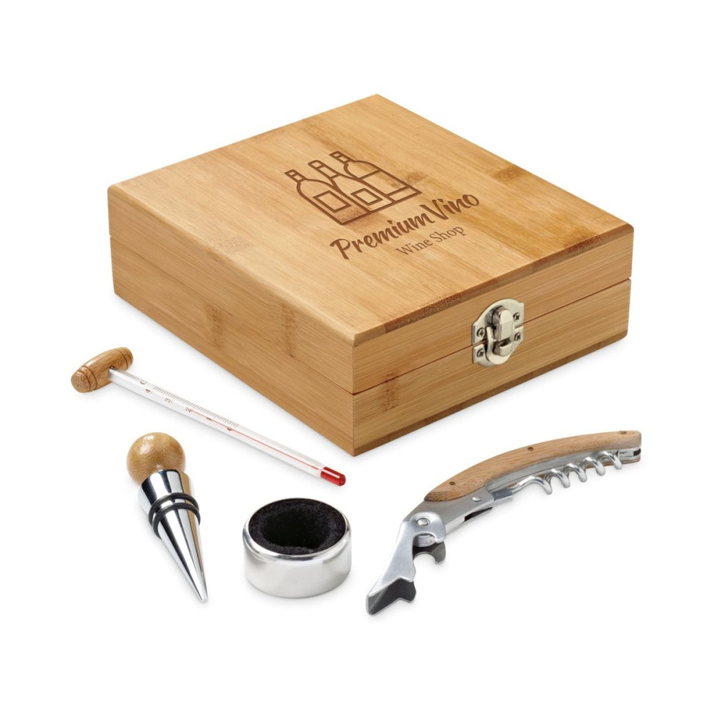 CABERNET - Bamboo, zinc and stainless steel wine set