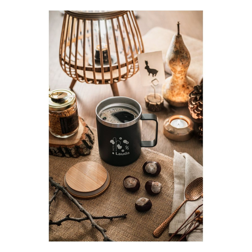 LAUDA - Mug in 90% recycled stainless steel with bamboo lid 420 mL