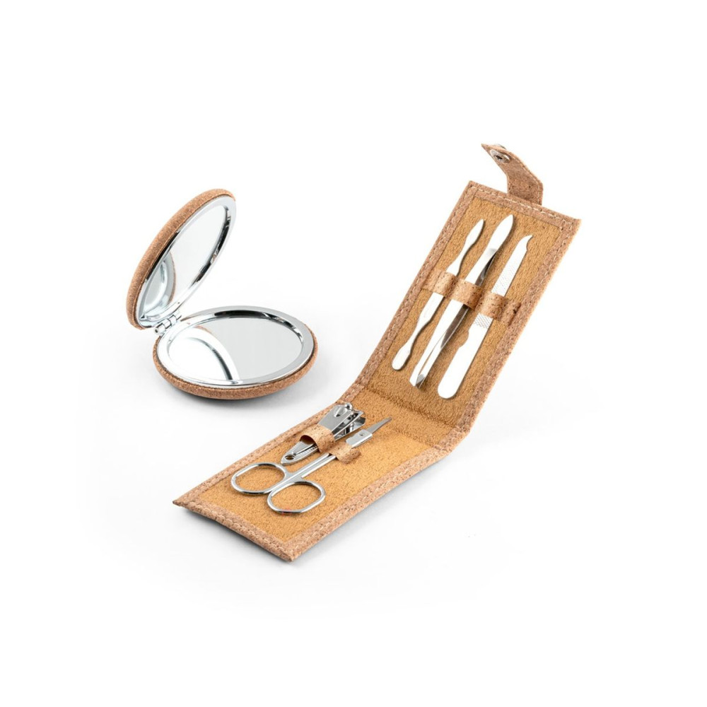 ZENA - Stainless steel manicure set in cork pouch