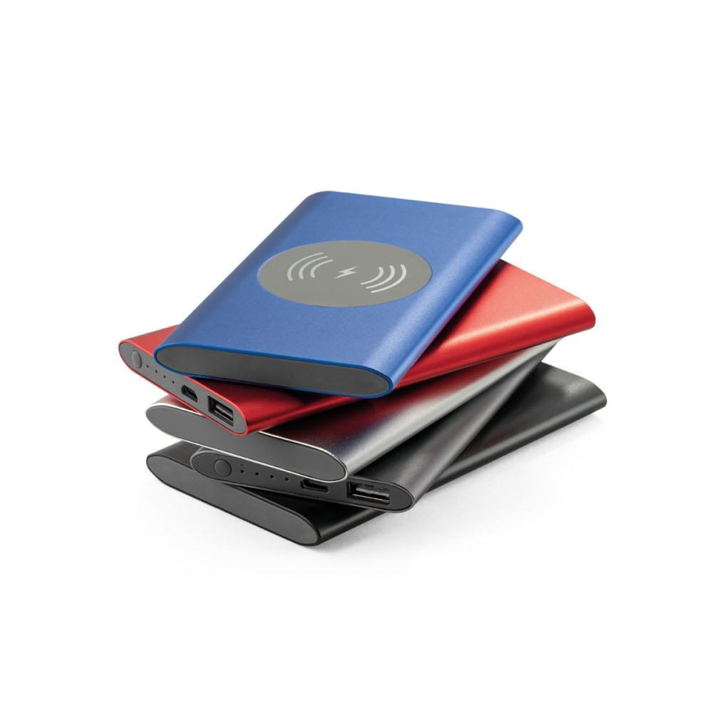 CASSINI - Power bank 4.000 mAh with 5W wireless charger in recycled aluminium (100% rAL)