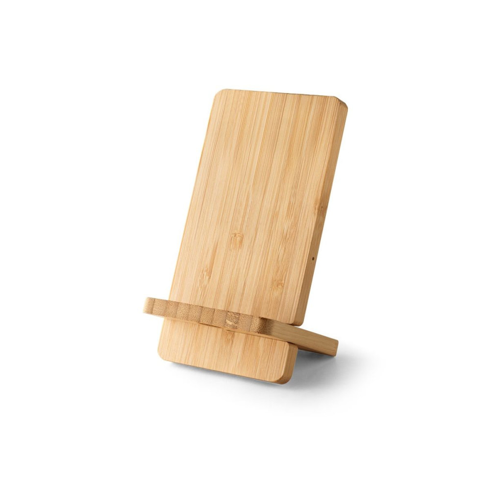 LANGE - Smartphone holder with 15W fast wireless charger in bamboo