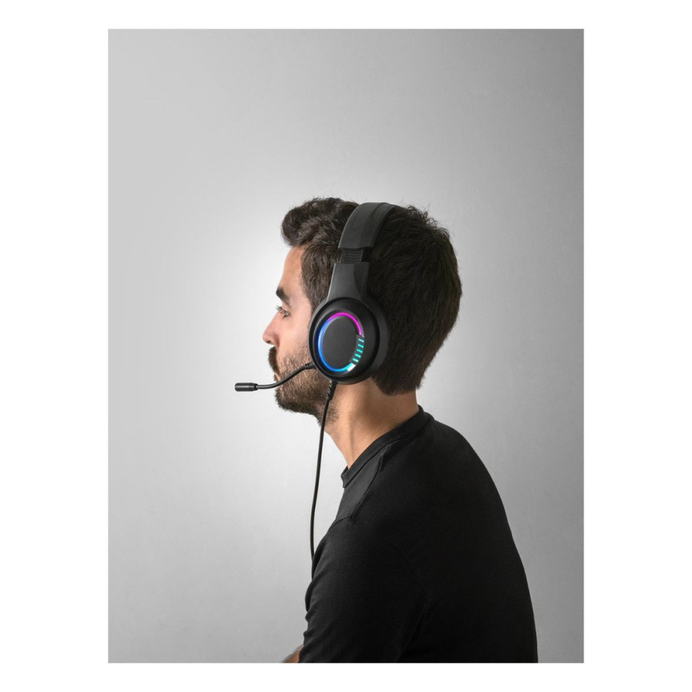 THORNE HEADSET RGB - ABS headphones with 2m cable, microphone and RGB LED lights