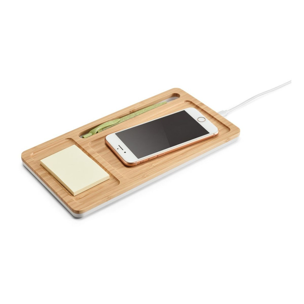 MOTT - Desktop organiser with 15W wireless charger in bamboo and ABS