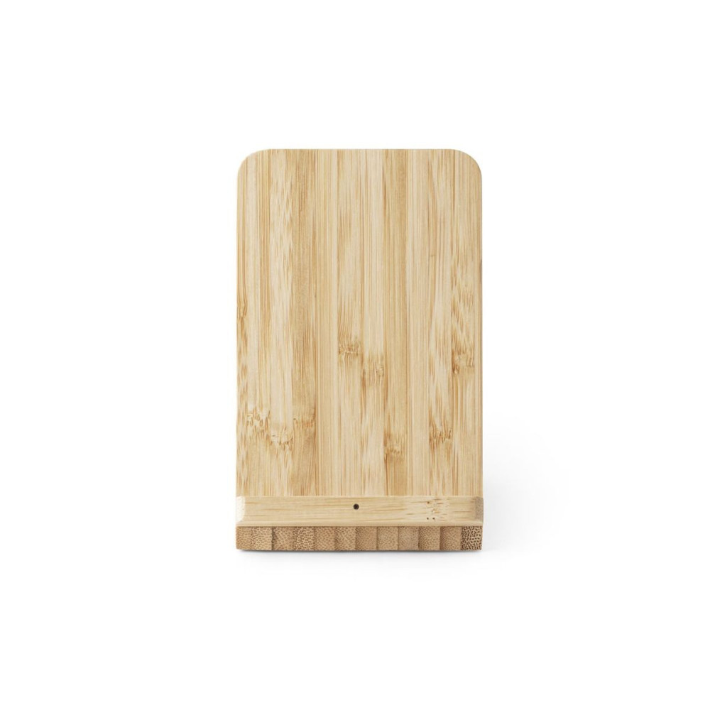 LEAVITT - Smartphone holder and ballpoint holder with 10W fast wireless charger in bamboo