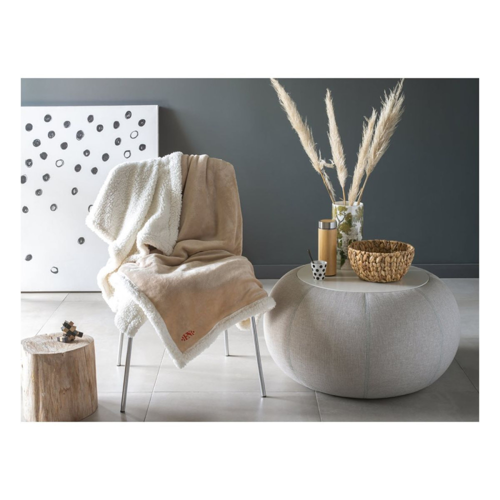 HEIDEN - Reversible fleece blanket (190 g/m²) with satin ribbon and personalised card